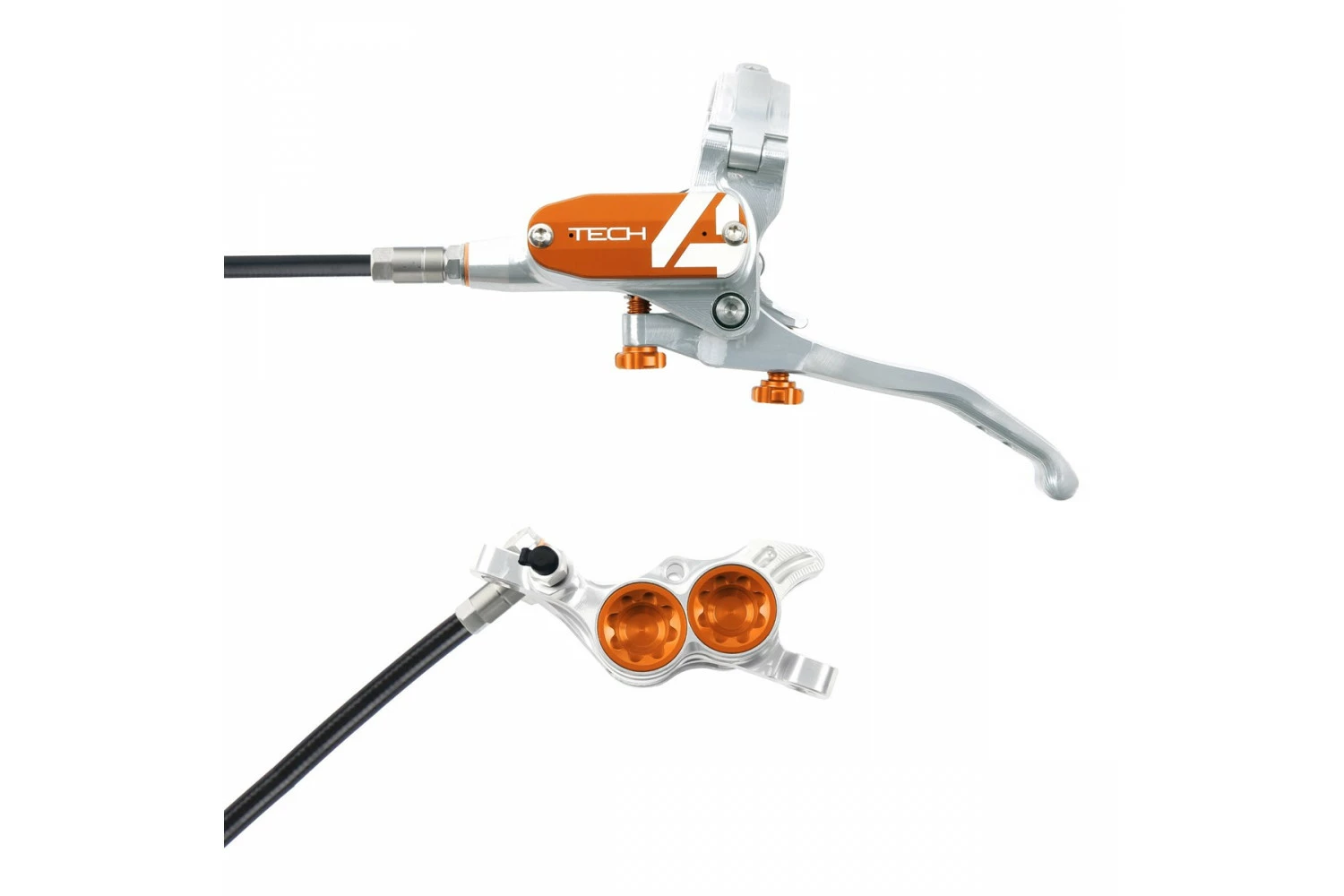 Hope Tech 4 E4 - No Rotor - Silver/Orange 3 Hope Tech 4 E4 - No Rotor - Silver/Orange