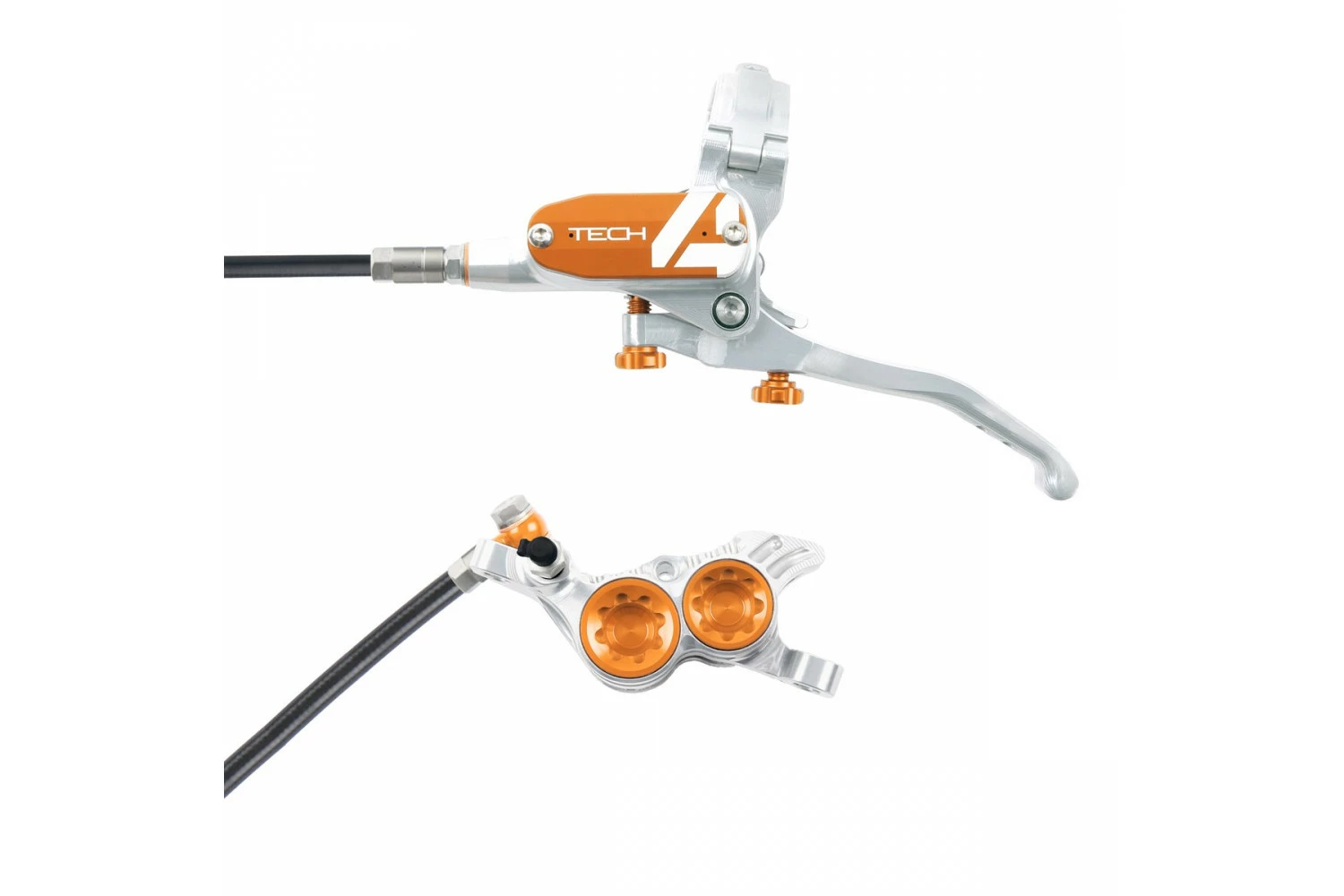 Hope Tech 4 V4 - No Rotor - Silver/Orange 3 Hope Tech 4 V4 - No Rotor - Silver/Orange